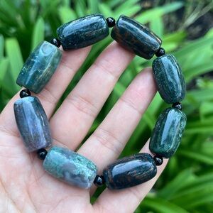 14mm moss agate barrel shape‎ bracelet
